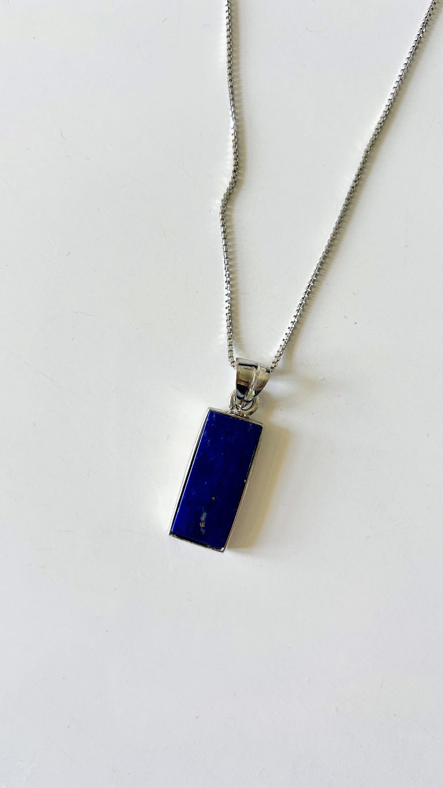 Azure Elegance- Lapis Lazuli Rectangle Pendant