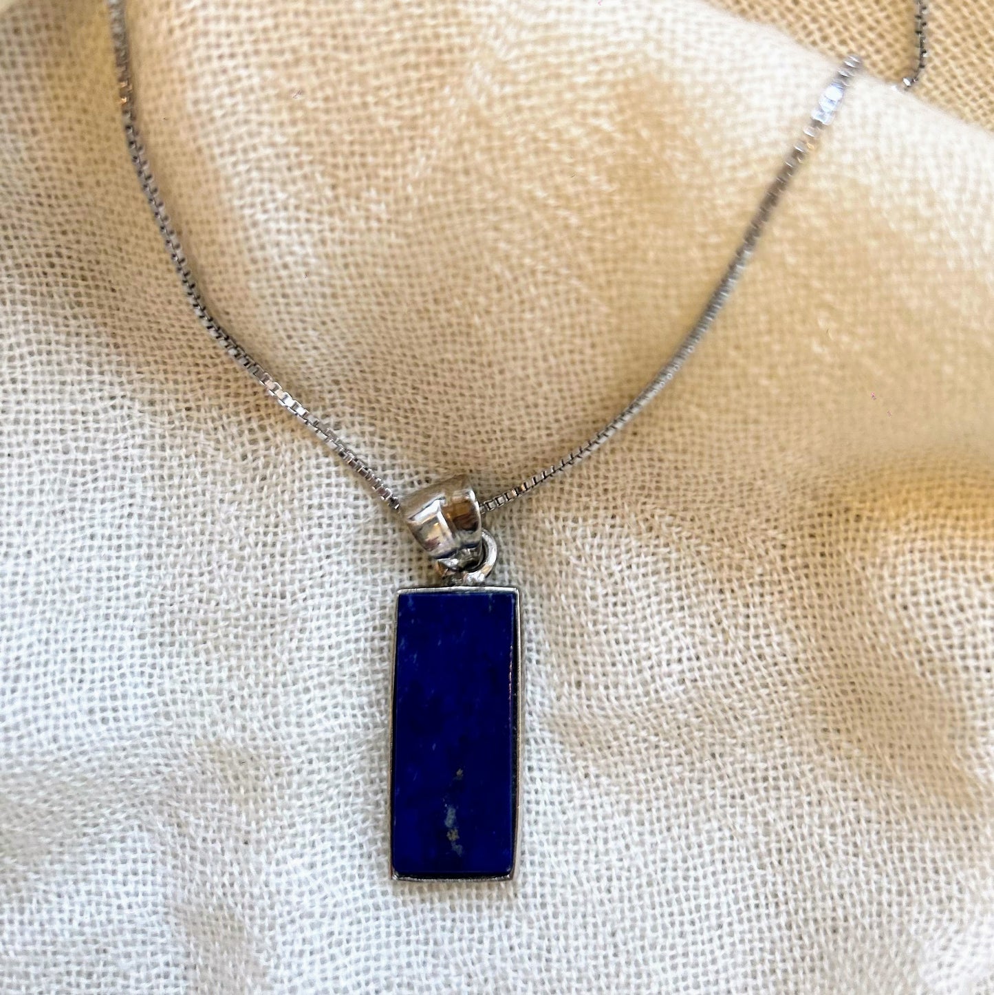Azure Elegance- Lapis Lazuli Rectangle Pendant