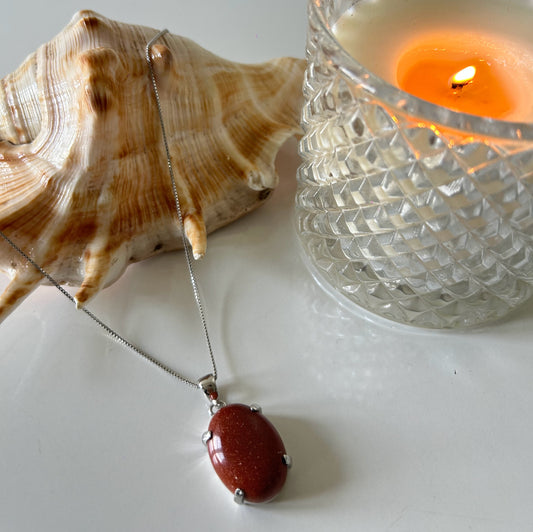 Earthly Elegance- Sandstone Oval Pendant