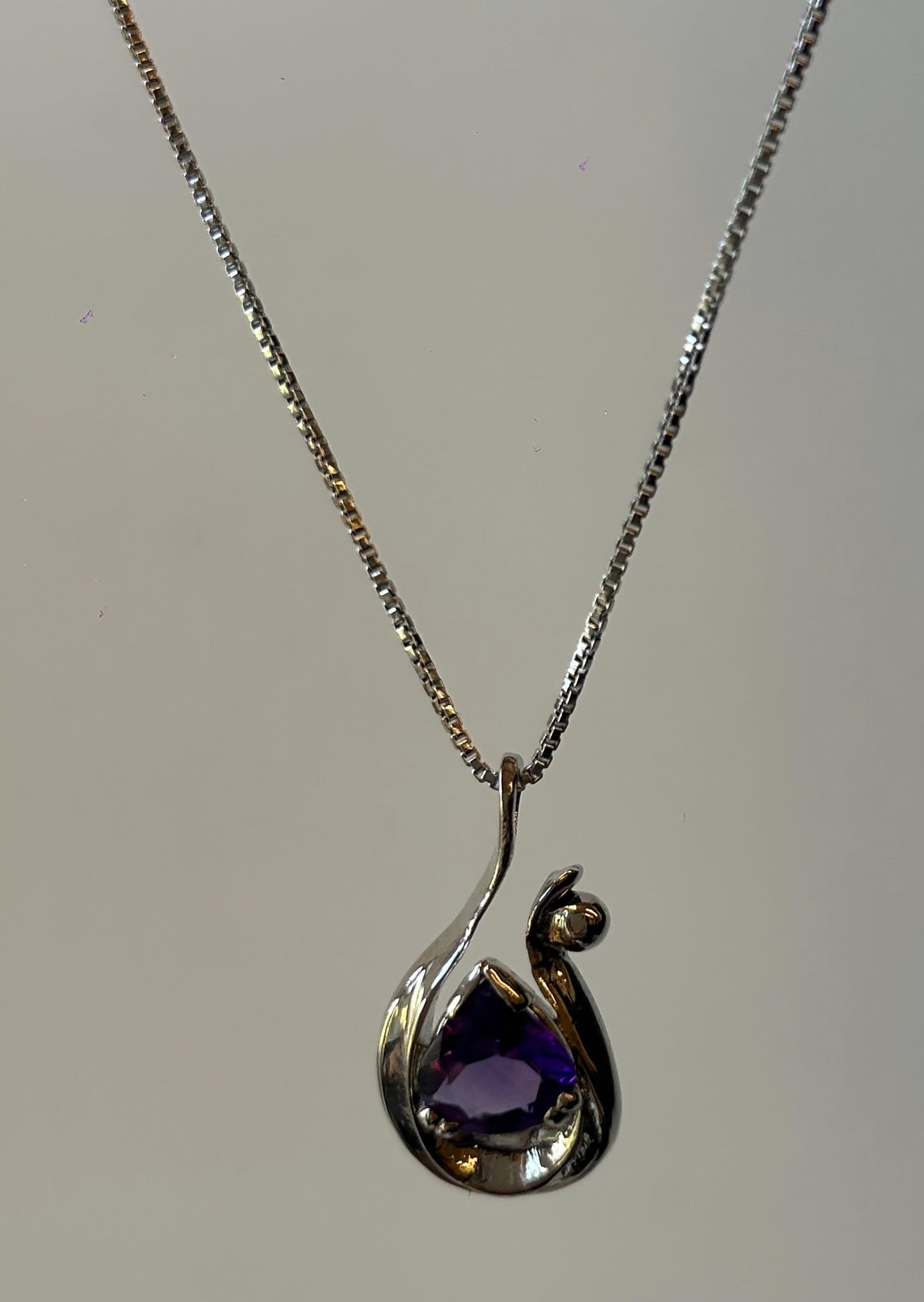 Eternal Bloom- Amethyst Teardrop Silver Pendant