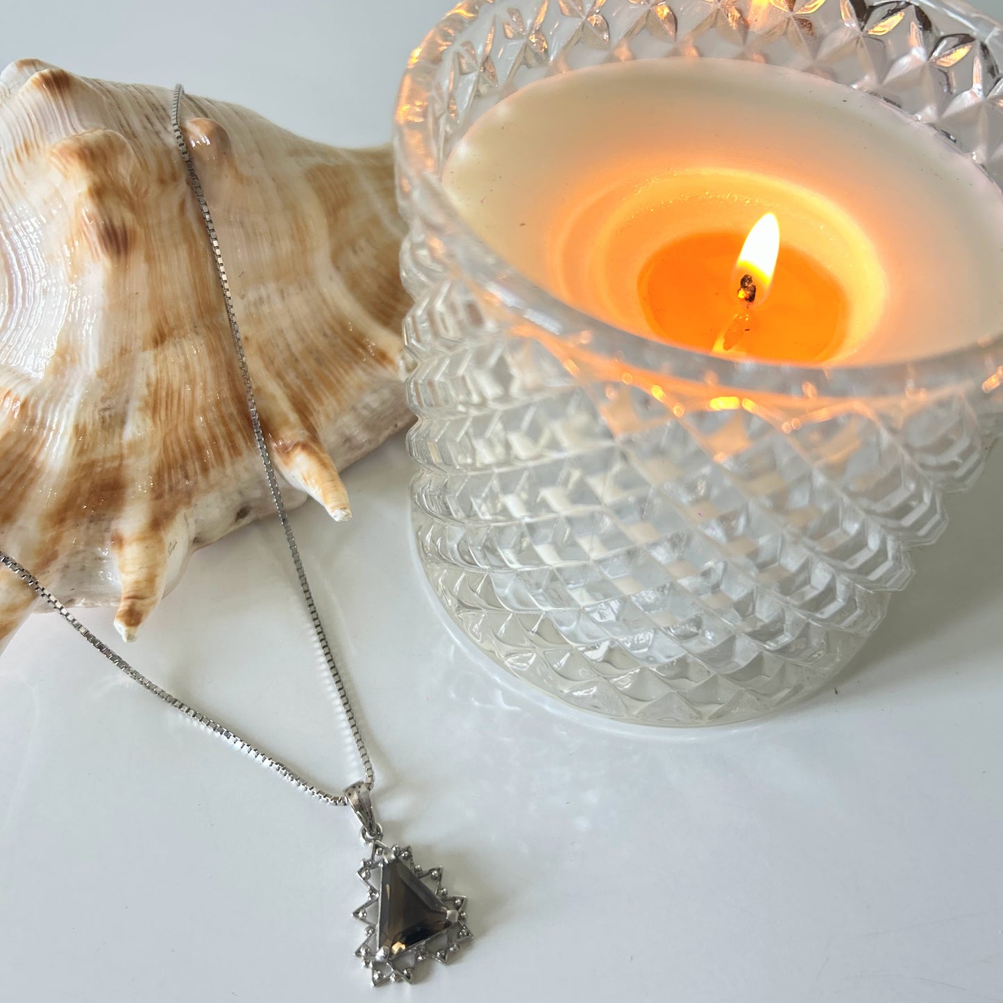 Smoky Mystique- Topaz Triangle Pendant